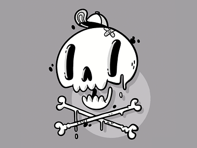 Sloppy Skull and Crossbones 30s blake stevenson cartoon character design cute design drips grafitti illustration jetpacks and rollerskates logo retro skeleton skull ui