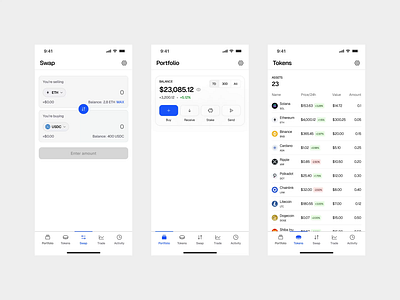 🚀 KRYPTON – Crypto Portfolio Dashboard UI Mobile activity clean crypto cryptocurrency dark defi layout light minimal portfolio product design saas swap token tokens trade ui wallet web3 yeild