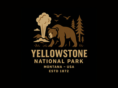 Yellowstone National Park – Retro Badge Logo Design