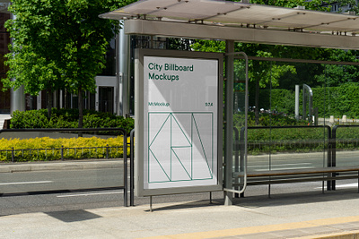 City Billboard Mockups PSD Scene billboard branding bunde bus stop citylight design download identity logo mockup psd template typography wall