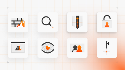 Cybersecurity illustrations app branding cyber cybersecurity design flat graphic design icons illustration illustrator minimal orange ui vector