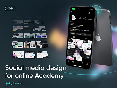 Social media design for online Academy branding design graphic design insta posts instagram motion graphics smm ui
