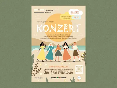 Poster Summer Concert Choir Projekt by International Students beach branding community concert design flat graphic design illustration inspiring music music event plakat poster print sand color sing student summer vector