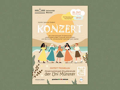Poster Summer Concert Choir Projekt by International Students beach branding community concert design flat graphic design illustration inspiring music music event plakat poster print sand color sing student summer vector
