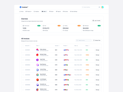 Invoice Management app design invoice list table ui ui design ui ux users ux web design website design