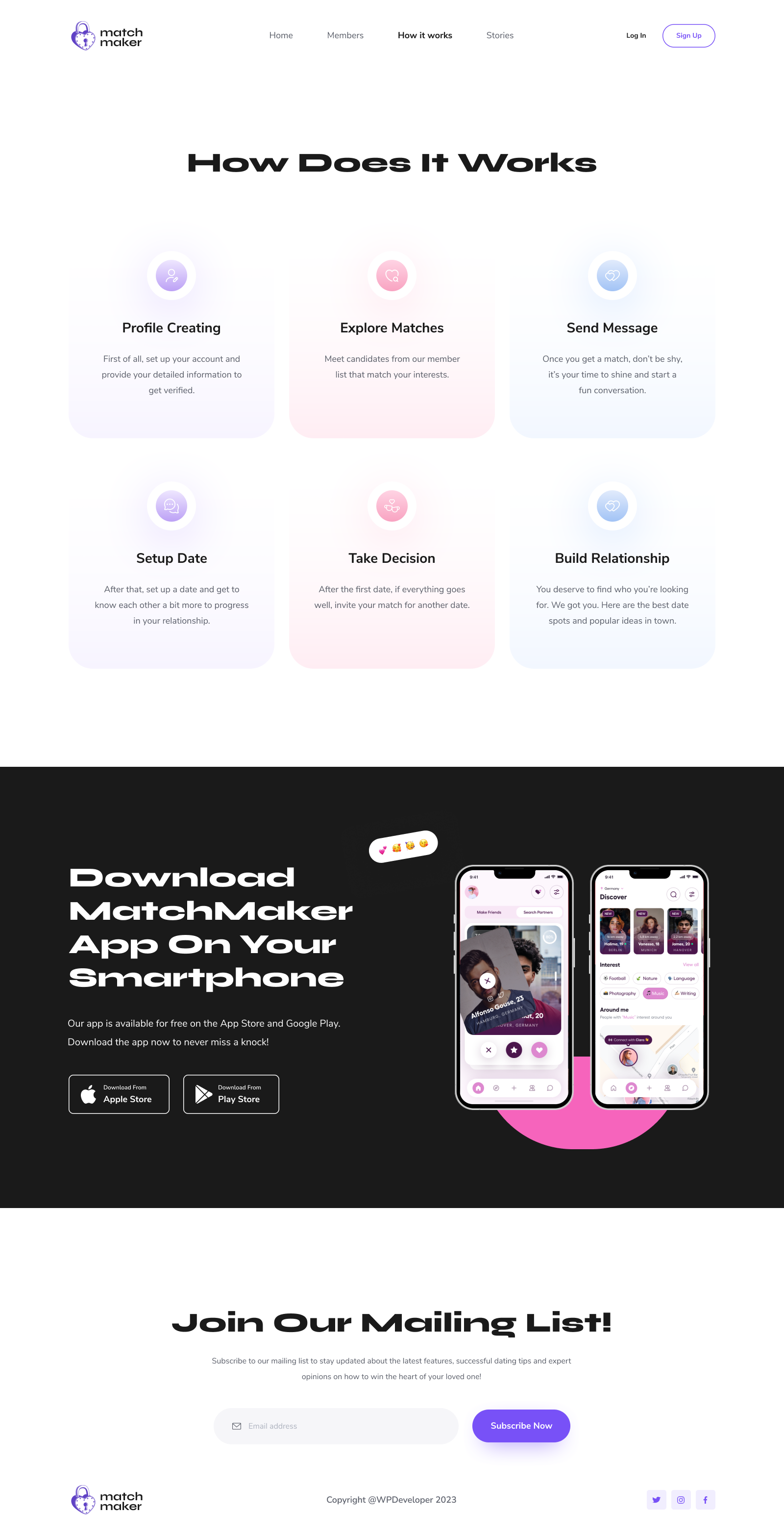 MatchMaker Dating Website Template For Elementor by Sabbir Resimpl