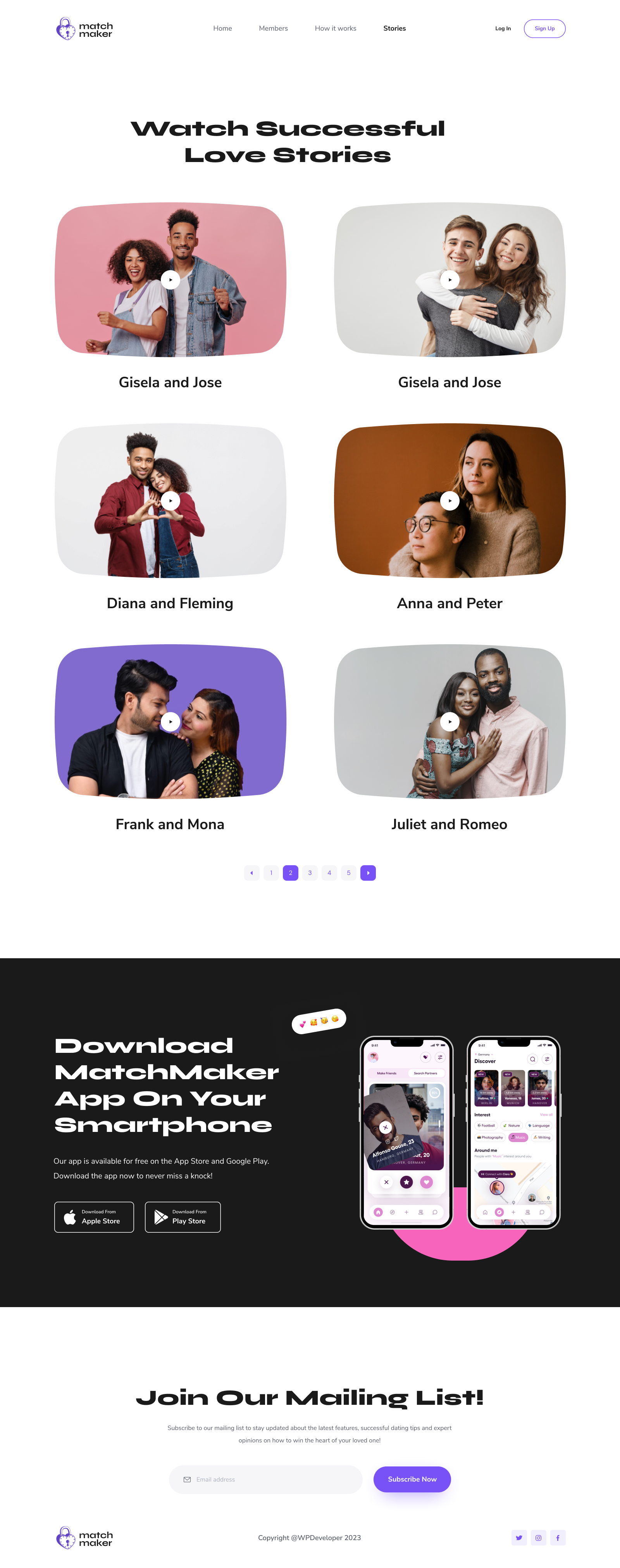 MatchMaker Dating Website Template For Elementor by Sabbir Resimpl