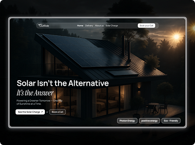 Hero Section - Modern Solar Energy Website dark theme figma design framer website hero design hero section landign page landign page webite modern website solar energy solar energy website solar website uiux ux website website figma