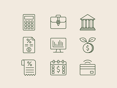 Finance & Banking Icons – Line Style for Fintech UI accounting tools app banking ui credit card editable stroke finance icons fintech flat icon design icon set iconography icons illustration interest rate invoice icon line minimalist icons money management payment calendar ui