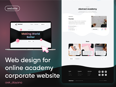 Web design for online academy corporate website animation branding design graphic design logo ui uiux ux web design website