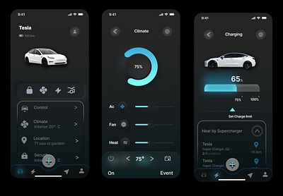 I have designed a Tesla mobile app using Neomorphism.
