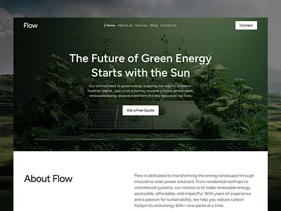 Solar panel Landing Page website ui design cleanenergy designinspiration eco friendly energy figmadesign greenenergy minimaldesign renewableenergy responsivedesign solar solar panel solarpower ui design uidesign uiux uxdesign webdesign