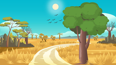 African Savannah: Wildlife Landscape Art design illustration vector art wildlife