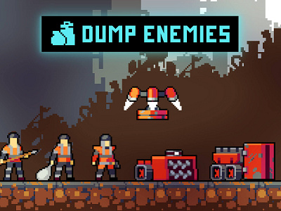 Workers and Drones Pixel Art Character Pack 2d art asset assets character characters cyberpunk drone enemy enimies game assets gamedev indie indie game pixel pixelart pixelated platformer set