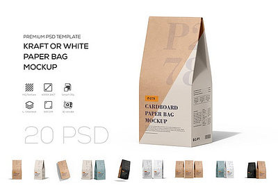 Paper Coffee Bag Packaging Mockup PSD cardboard bag coffee bag coffee bags paper bag muckup paper bag template pouch bag mockup pouch mock up