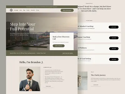 Life Coach - Starter Site coachbranding coachingwebsite dailyui empowerment life coach lifecoaching mindsetcoach minimaldesign personalgrowth responsivedesign selfdevelopment uidesign uiux uxdesign webdesign webdesigninspiration wellnesscoach wellnessdesign