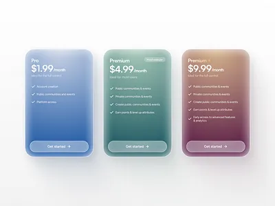 Subscription cards cards clean glass gradient minimal payment subscription ui ux