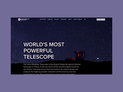 Giant Magellan Telescope (GMTO) — Telescope overview page 3d animation bachoodesign design desktop illustration interface scroll animation ui uiux design ux web design website