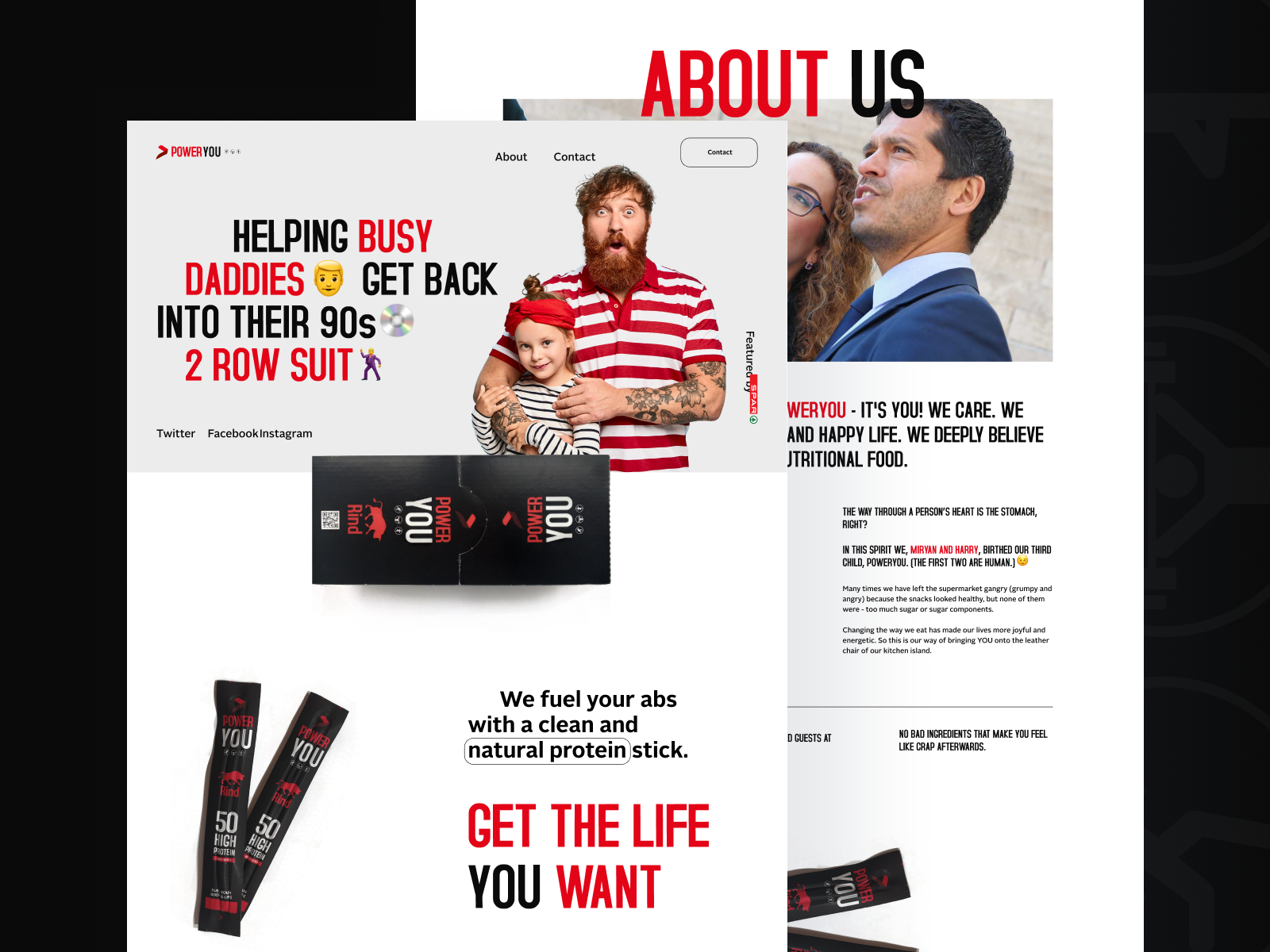 Power You 3d animation black branding case study design food graphic design logo motion graphics red ui ux webdesign