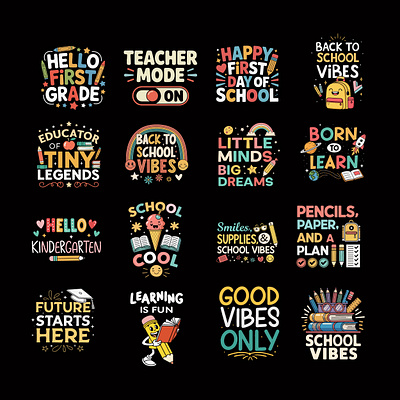 Back To School Vector Graphics Illustration. Primium & Custom academic year custom t shirt design ui
