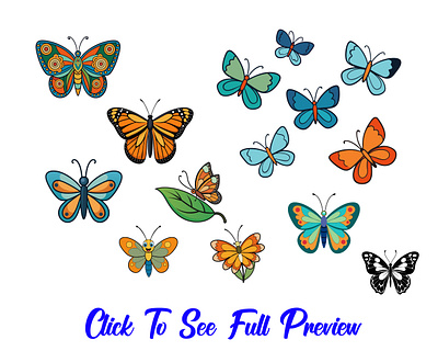 Whimsical Butterfly Collection. Butterfly verctor illustration graphic design motion graphics whimsical