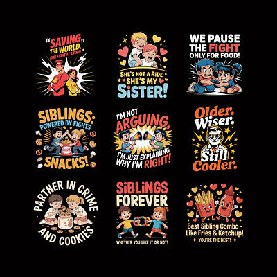 Funny & Loving Sibling T-Shirt Designs Collection best friend