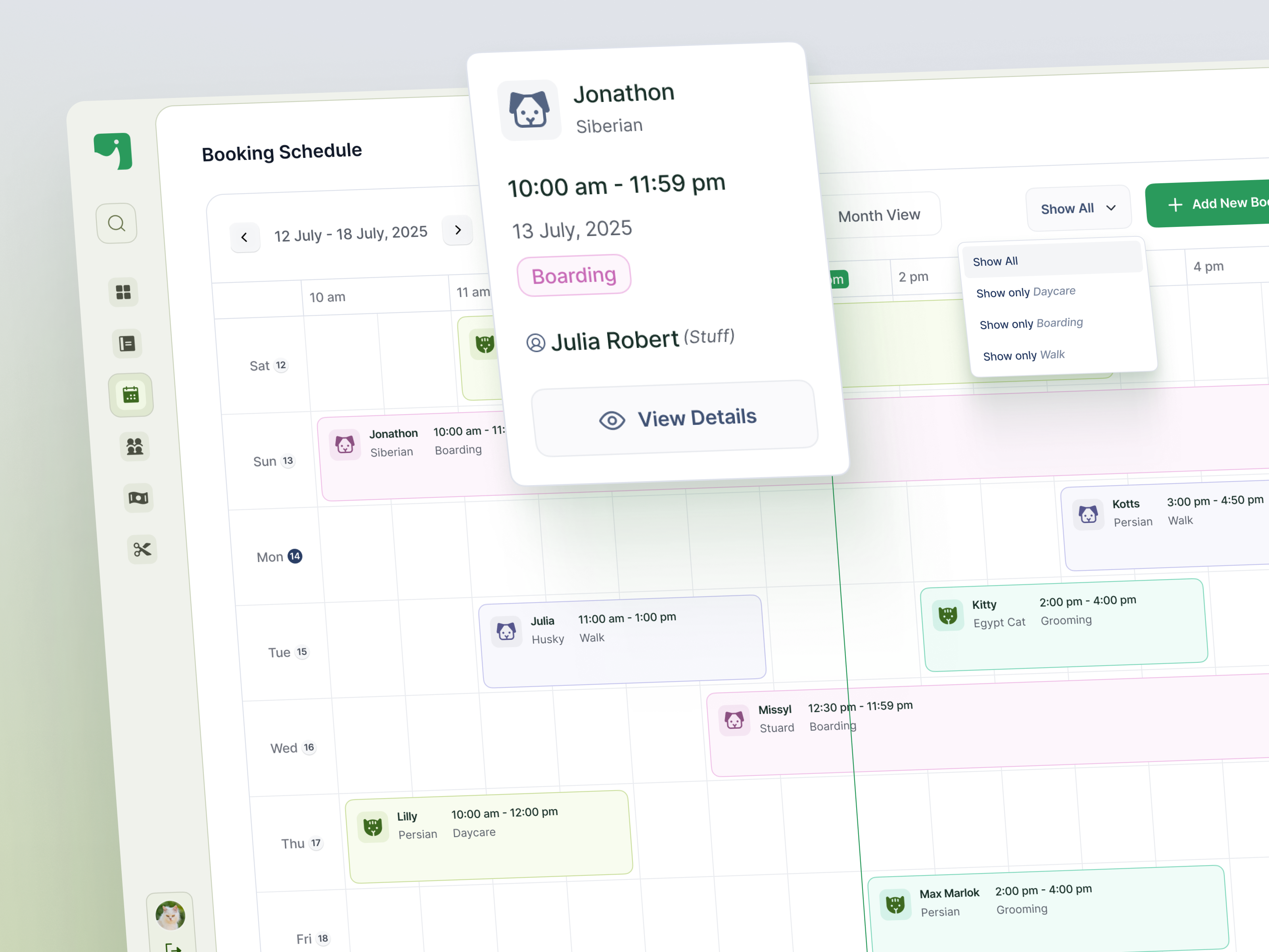 Example of Booking And Management Dashboard Design