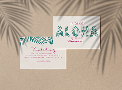 ALOHA invitation card design graphic design illustration invitation palm tree papeterie party summer