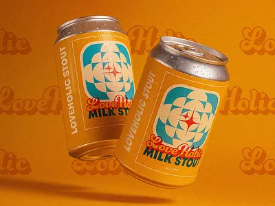 Loveholic Milk Stout #2 2d 70s beer beverage branding charm craft beer design drinks funky happy illustration illustrator label design nostalgia nostalgic packaging design retro soulful vintage