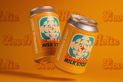 Loveholic Milk Stout #2 2d 70s beer beverage branding charm craft beer design drinks funky happy illustration illustrator label design nostalgia nostalgic packaging design retro soulful vintage