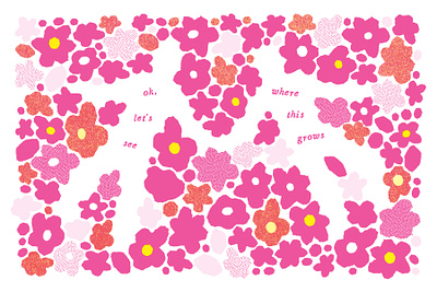 Flower Patch Valentine color design flopink flower illustration pink riso texture typography valentine