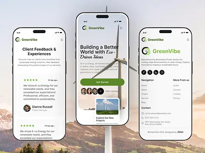 GreenVibe – Wind Enargy Mobile Responsive green energy modern popular renewable responsive startup ui ux web wind energy