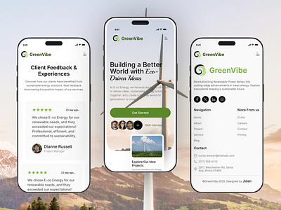 GreenVibe – Wind Enargy Mobile Responsive green energy modern popular renewable responsive startup ui ux web wind energy