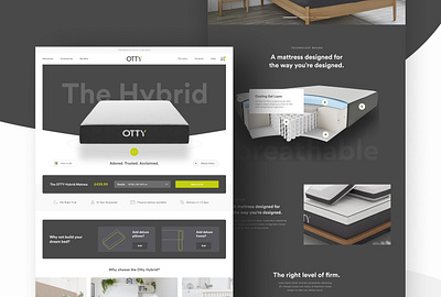 Otty Mattress 3d bed dark design ecommerce mattress modern ui ux webdesign