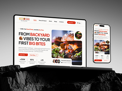 Backyard Burger: Landing Page for Desktop & Mobile branding design figma food landing page landing page logo ui design ux design website