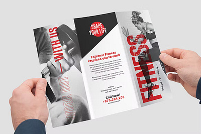 Fitness Tri-Fold Brochure annual annual report brochure catalog clean fitnes fitnes brochure gym illustration indesign magazine motion graphics multipurpose print printable purpose report template trifold trifold fitness
