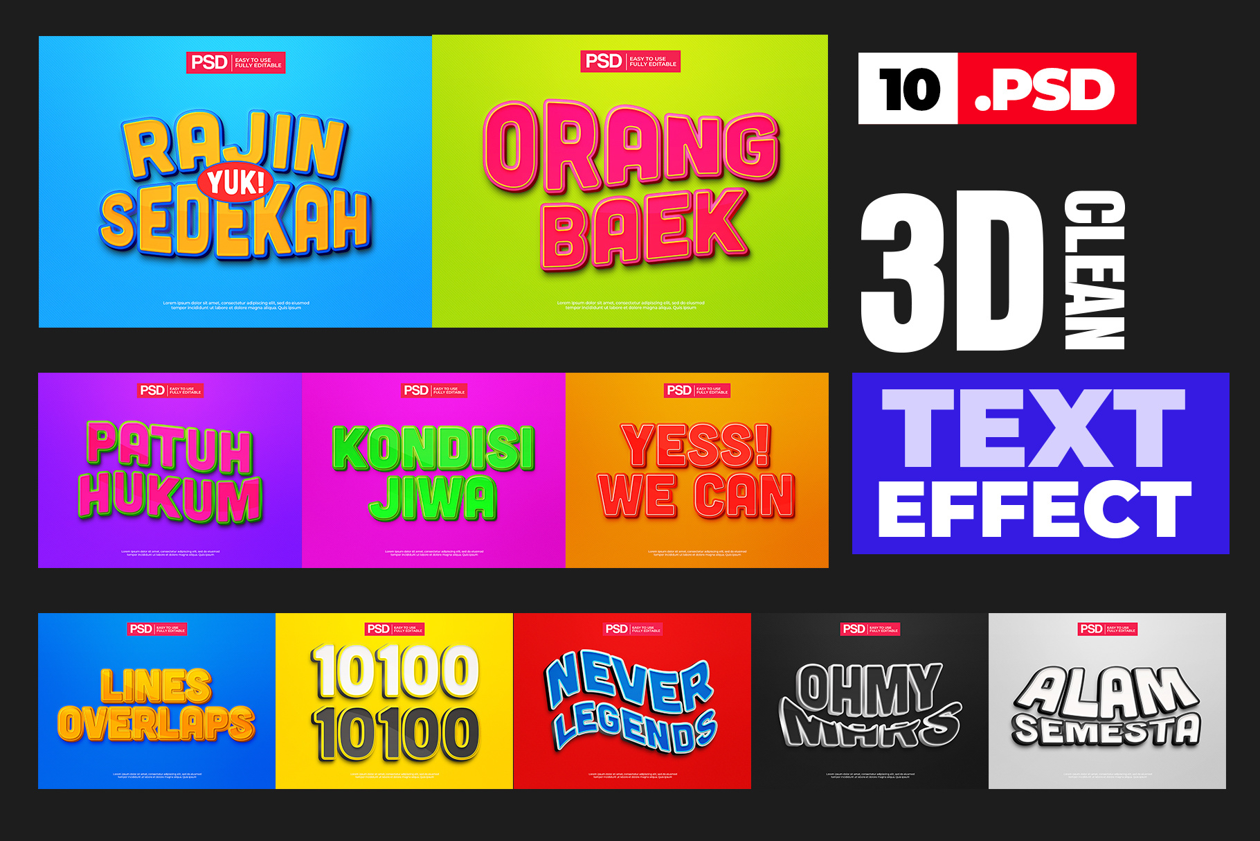 3D Minimalist Simple Text Effect 3d text effects action fresh happy minimalist plug ins simple text effect photoshop typography