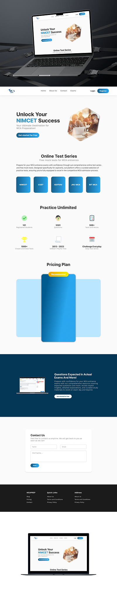 Website Design - MCAPREP creative design figma redesign ui ui design uiux website website design website ui
