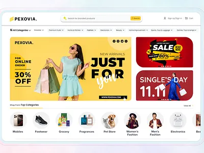Landing Page UI/UX Design E-Commerce conversionoptimization darkmodedesign ecommercedesign figmacommunity mobilefirst pexovia singlesday ui uxui