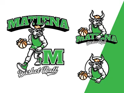 MATIENA BASKET BALL LOGO animal logo basketball branding bulls design graphic design iconic illustration logo mascot merchandise sports vector vintage