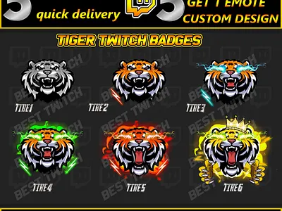 Tiger Transmission Badges Custom Automotive Logo animation bit badges bits emoji emotes graphic design graphic designer logo motion graphics sub badges