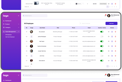 E-Commerce Team Management dashboard ecommerce ecommercedashboard employeelisting employeemanagmentsystem teammanagmentsystem uidesign