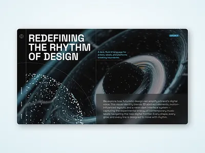 Presentation Concept – Cinematic UI for Music & Tech Brands 3d ai b2b branding design editorial design futuristic graphic design midjourney music pitch deck design presentation design rhythm robotic soundwave ui website