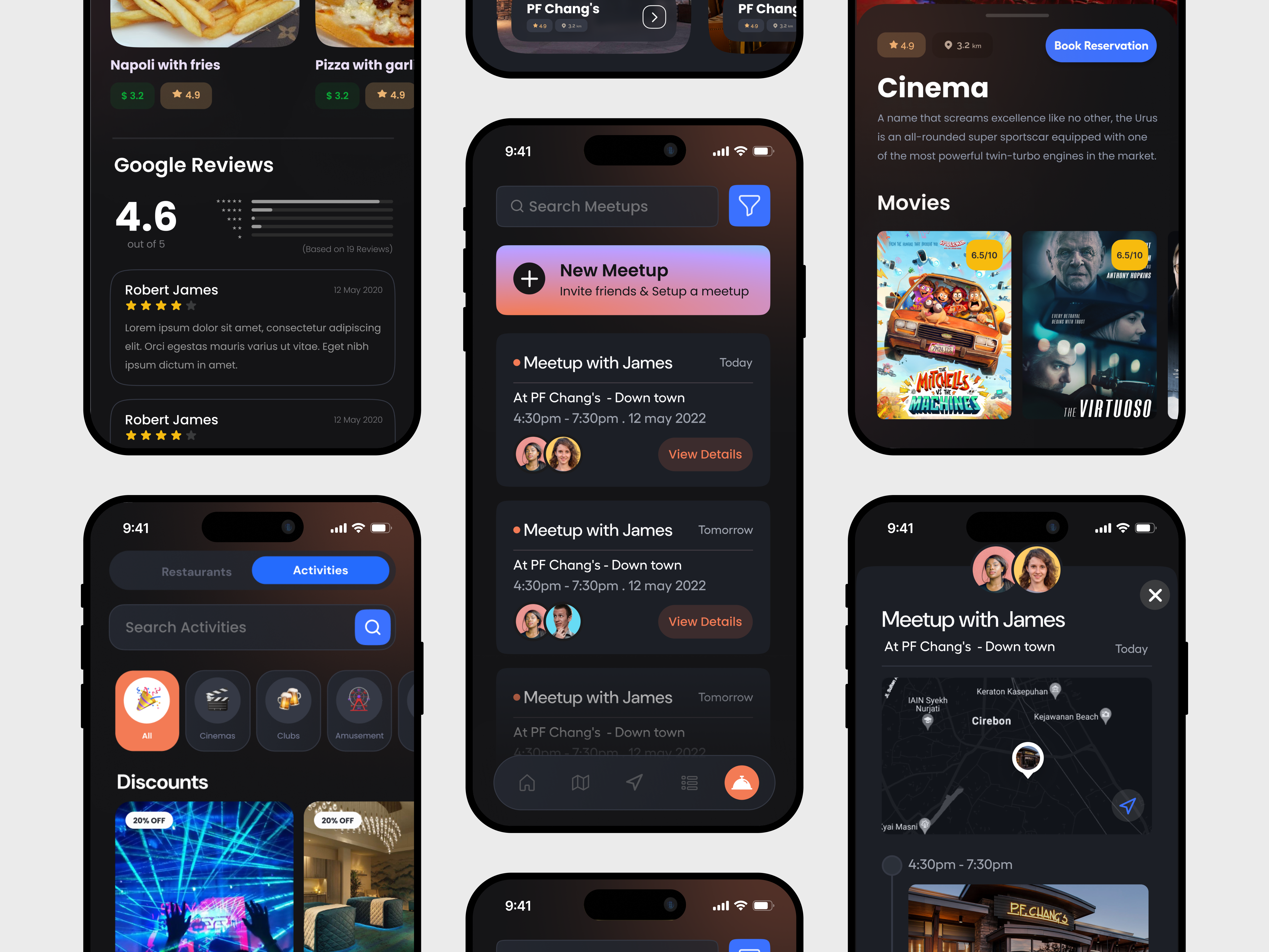 Find Midpoint, Schedule & Ride app design book rides branding chat explore activities explore restaurants friends mobile app schedule meetups social app social media user interface