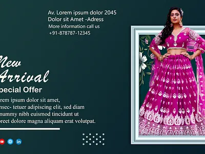 Royal Threads: New Ethnic Arrival banner design branding canva clothes clothing banner clothing store fashion design graphics design illustrator new arrivals photoshop social media banner woman clothes