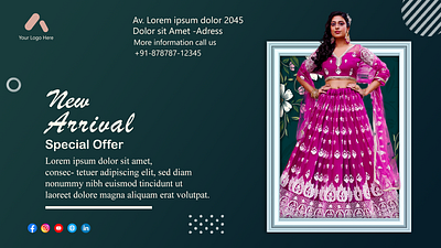 Royal Threads: New Ethnic Arrival banner design branding canva clothes clothing banner clothing store fashion design graphics design illustrator new arrivals photoshop social media banner woman clothes