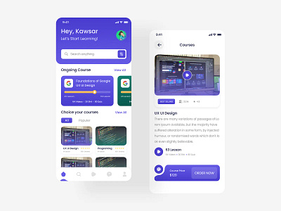 Learning Platform – Mobile App UI Design 📚📱 app design clean ui course app education ap elearning figma learning app learning platform minimal app mobile app modern design online learning responsive ui student app study app ui design uiux user interface