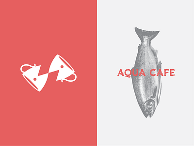 AQUA CAFE 2025 aqua branding coffee coffee mug design fish graphic design illustration logo minimal logo ocean typography vector water