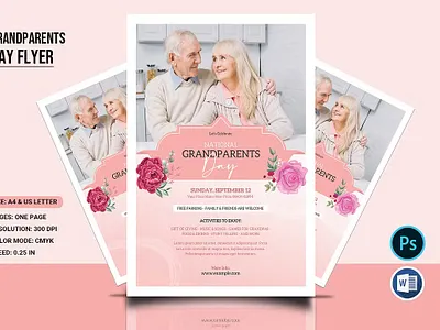 Grandparents Day Flyer celebration couples day event family grand grandparents grandparents day grandparents day flyer happy holiday invitation love ms word national old parents party photoshop template senior