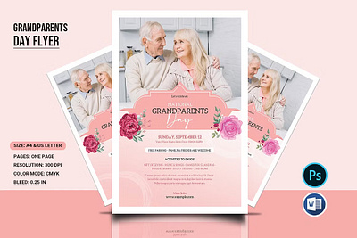 Grandparents Day Flyer celebration couples day event family grand grandparents grandparents day grandparents day flyer happy holiday invitation love ms word national old parents party photoshop template senior